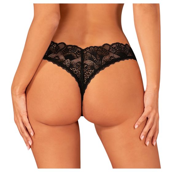 Obsessive Donna Dream - Lace Open Crotch Thong (Black)