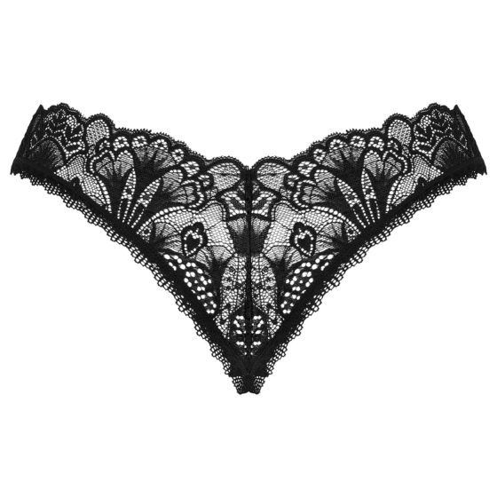 Obsessive Donna Dream - Lace Open Crotch Thong (Black)