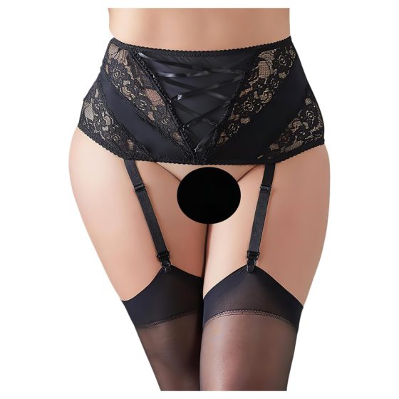 Cottelli Plus Size - Lace Corset Garter Belt (Black)