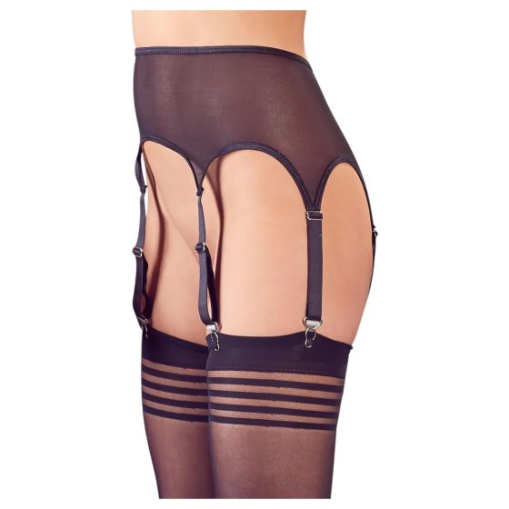 NO:XQSE - striped stockings with garter belt (black)