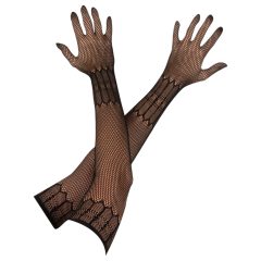   Cottelli Collection - Long Patterned Mesh Gloves - Black (S-L)