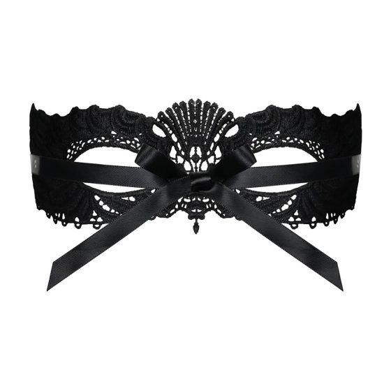 Obsessive - Embroidered Venetian Mask (Black)