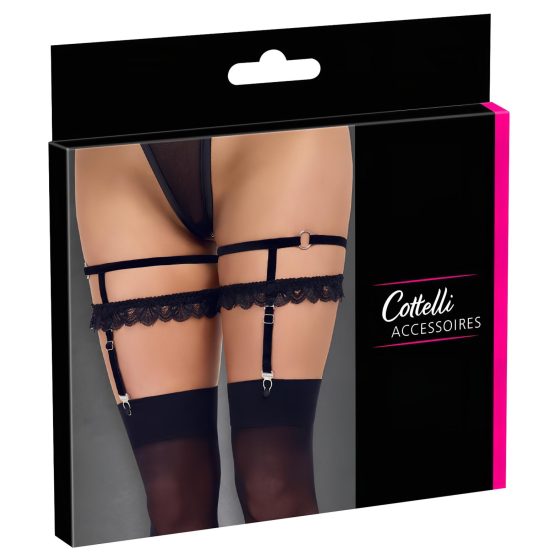 Cottelli - Decorative Black Lace Garter Belt