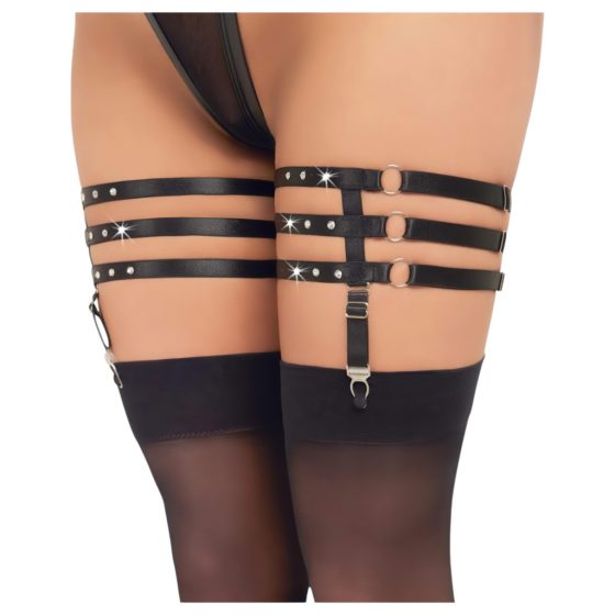 Cottelli - leather look garter belt (black)