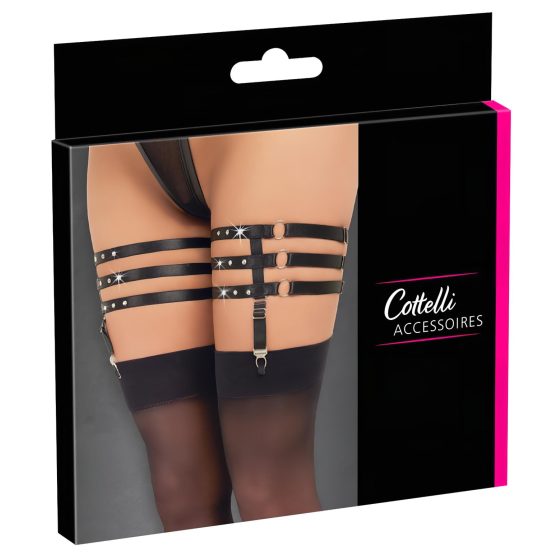 Cottelli - Leather-Look Thigh Garter (Black)