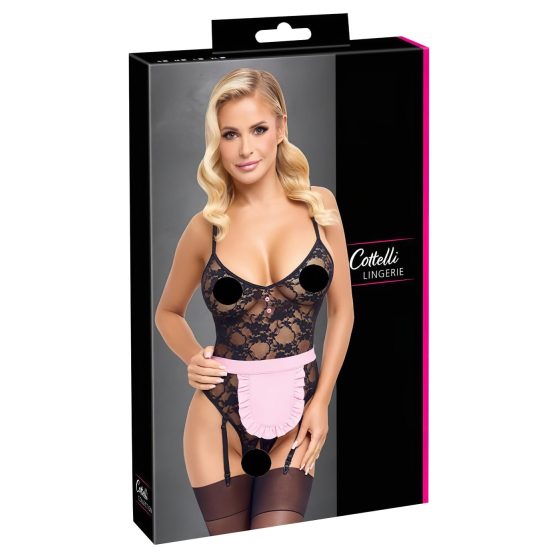 Cottelli - See-Through Maid Costume (Black-Pink)