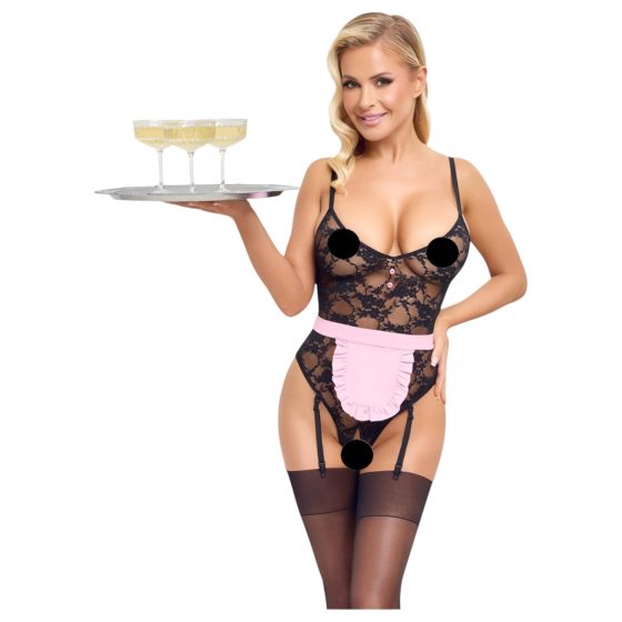 Cottelli - See-Through Maid Costume (Black-Pink)