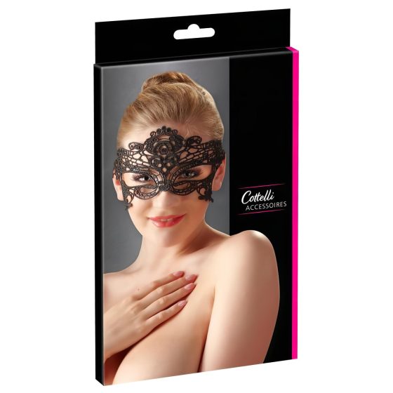 Cottelli - Embroidered Lace-Effect Eye Mask (Black)