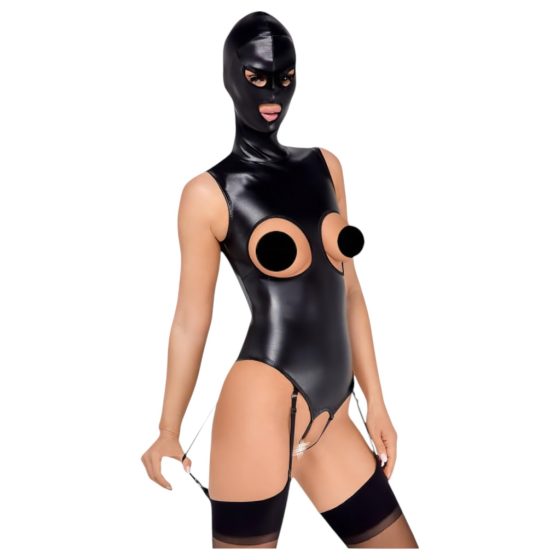 Bad Kitty - Open Cup Bodysuit with Hood (Black)