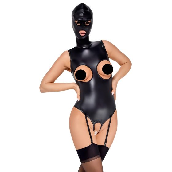 Bad Kitty - Open Cup Bodysuit with Hood (Black)