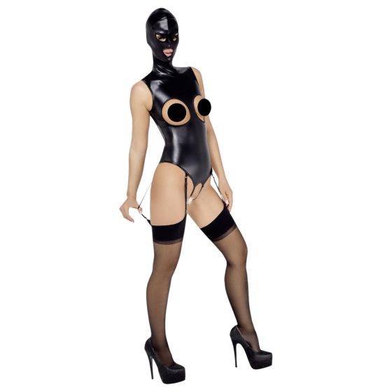 Bad Kitty - Open Cup Bodysuit with Hood (Black)