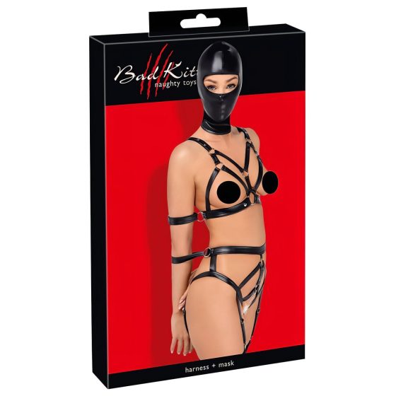 Bad Kitty - Body Harness Set and Head Mask (Black)