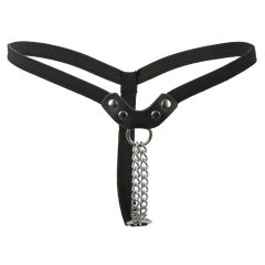 Studded and Chained Thong - Black (S-L)