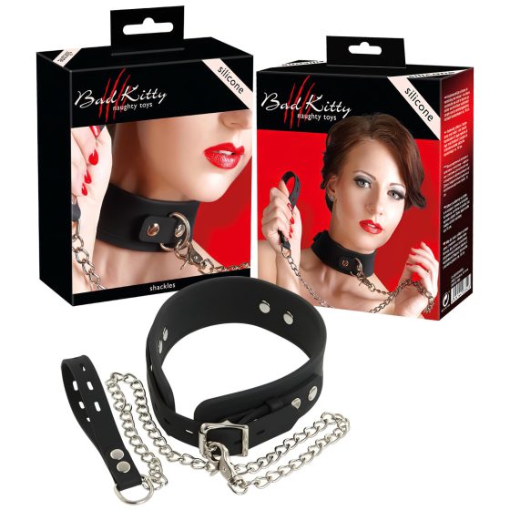 Bad Kitty - Silicone Collar with Leash (Black)