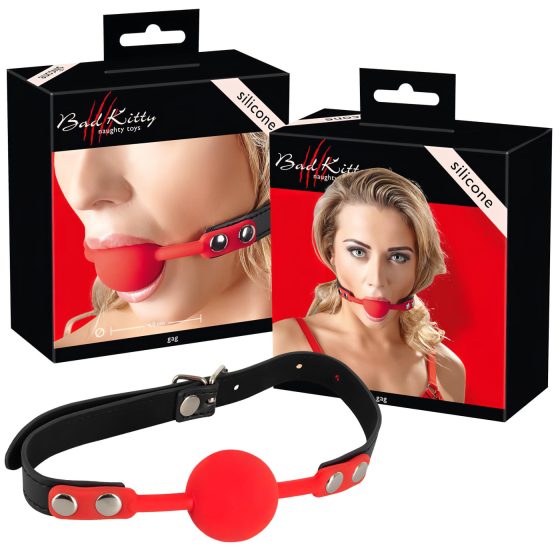 Bad Kitty - Silicone Gag with Faux Leather Strap (Red)