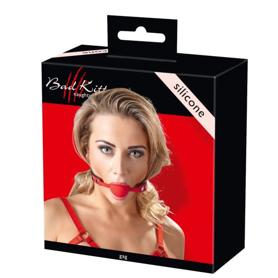 Bad Kitty - Silicone Gag with Faux Leather Strap (Red)