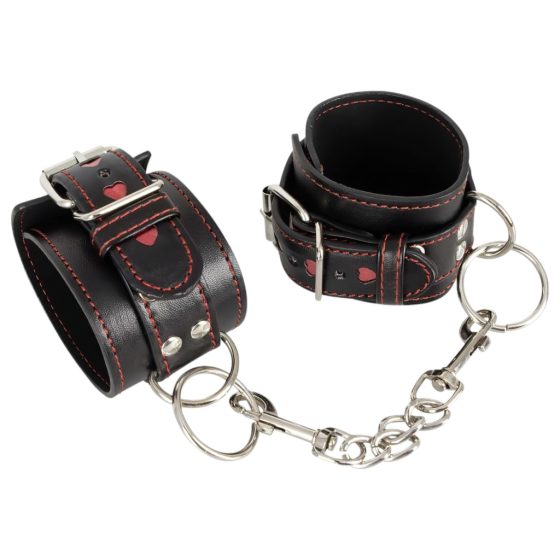 Bad Kitty - Heart Handcuffs (Black-Red)