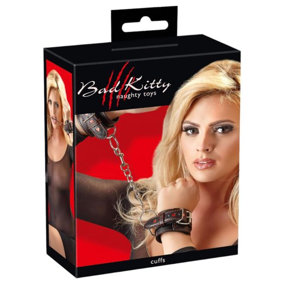 Bad Kitty - Heart Handcuffs (Black-Red)