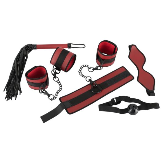 / Bad Kitty - Velcro Bondage Set - Red-Black (5-Piece)