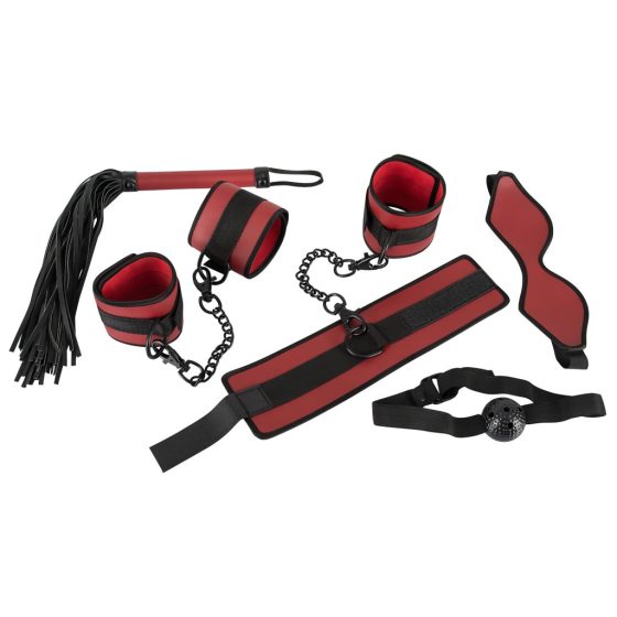 Bad Kitty - Velcro Bondage Set - Red-Black (5-Piece)