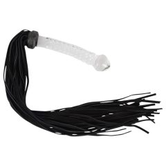   Bad Kitty - Leather Whip with Glass Dildo (Transparent-Black)