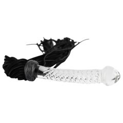   Bad Kitty - Leather Whip with Glass Dildo (Transparent-Black)