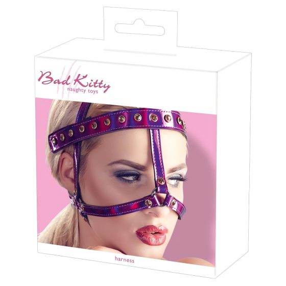 Bad Kitty - Rhinestone Head Harness (Metallic Pink)