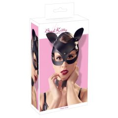 Black Faux Leather Rhinestone Cat Mask (S-L)