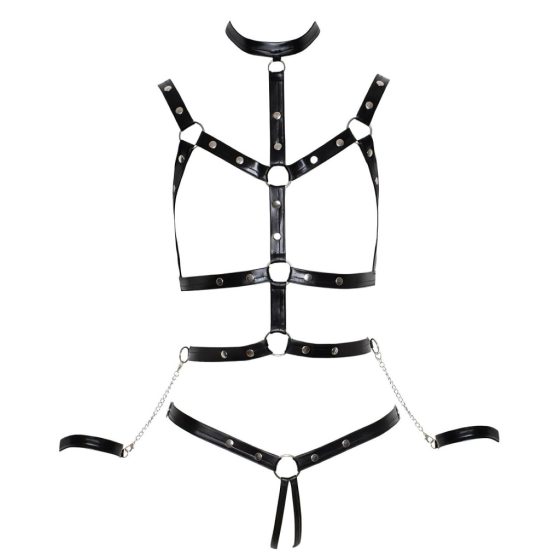 Bad Kitty - Studded Bodysuit Set with Hand Restraints (Black)