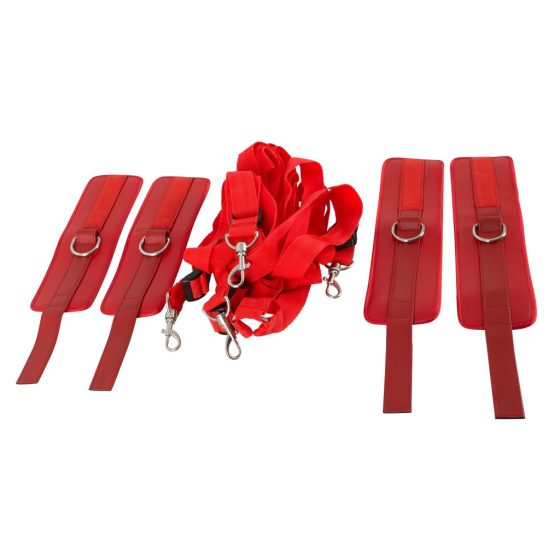 Bad Kitty - Velcro Faux Leather Bed Restraint Set (Red)