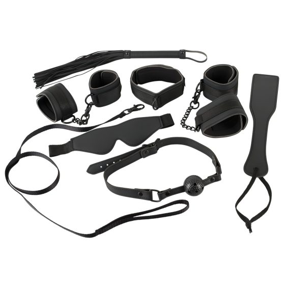 Bad Kitty - Faux Leather Velcro Bondage Set (8 Piece) - Black