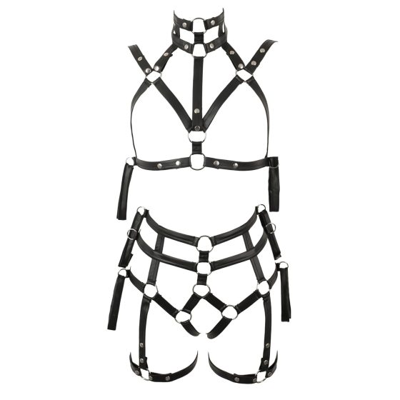 Bad Kitty - bondage body harness bra set (black)