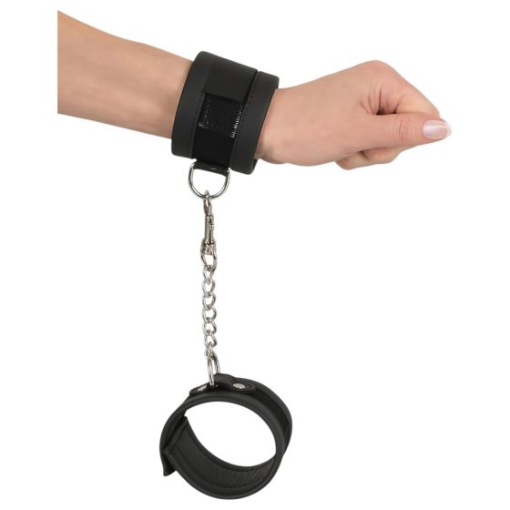 Vegan Fetish - Short Chain Handcuffs (Black)