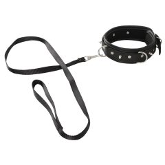 Vegan Fetish - Studded Collar with Leash (Black)