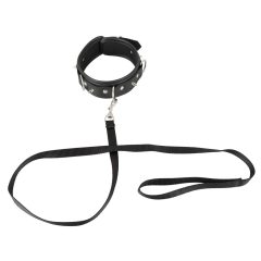 Vegan Fetish - Studded Collar with Leash (Black)