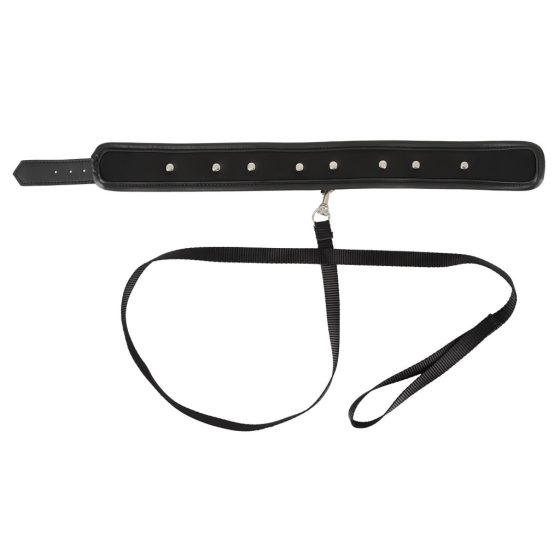 Vegan Fetish - Studded Collar with Leash (Black)