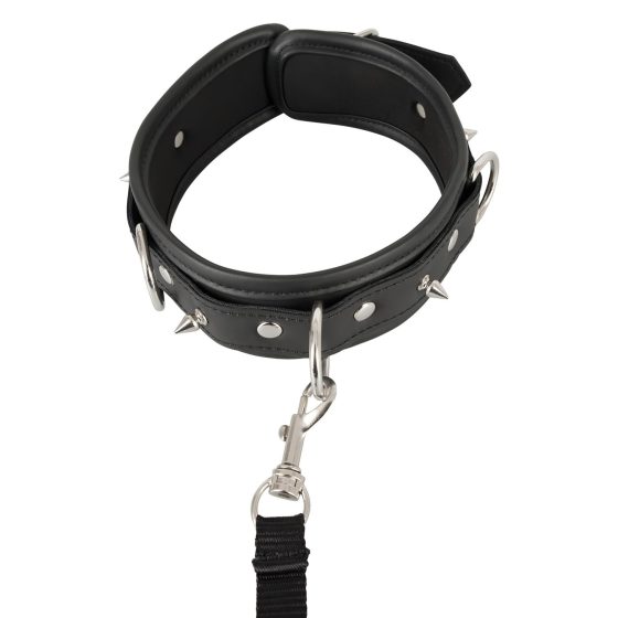 Vegan Fetish - Studded Collar with Leash (Black)