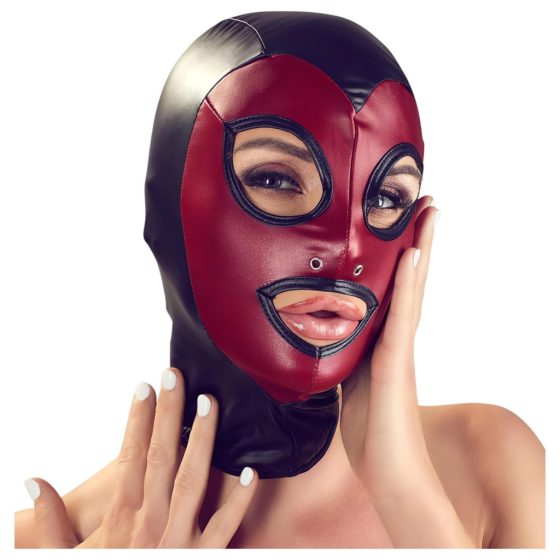 Bad Kitty - Shiny Suck Mask - Black-Red (S-L)