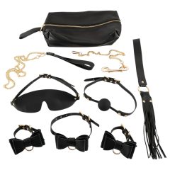 Bad Kitty - 7-Piece Bondage Set in Bag (Black-Gold)