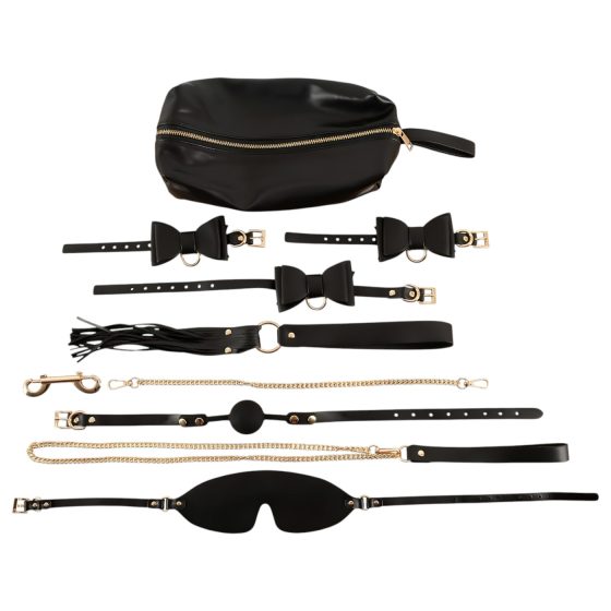 Bad Kitty - 7-Piece Bondage Set in Bag (Black-Gold)