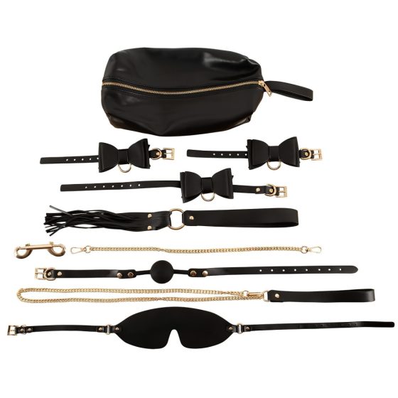 Bad Kitty - 7-Piece Bondage Set in Bag (Black-Gold)