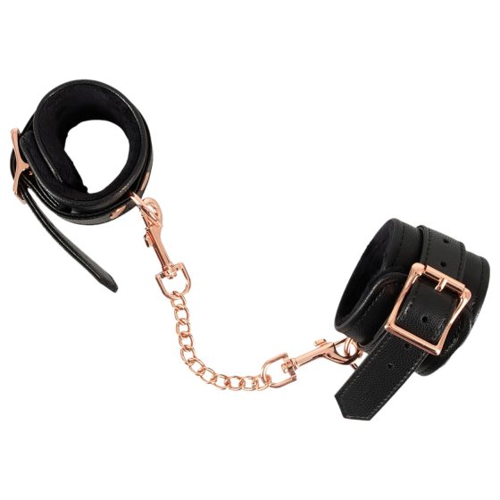 Bad Kitty - Handcuffs with Chain (Black-Rose Gold)