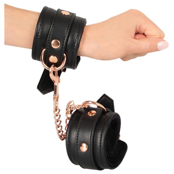 Bad Kitty - handcuffs with chain (black-rose gold)