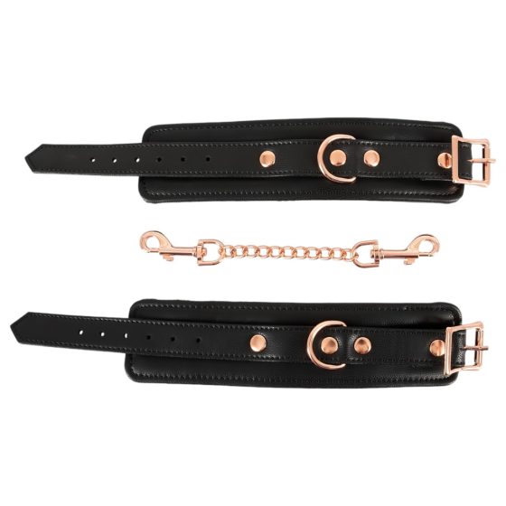 Bad Kitty - handcuffs with chain (black-rose gold)