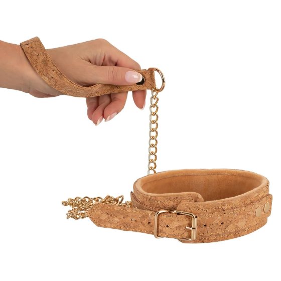 Vegan Fetish - Collar with Leash (Cork)