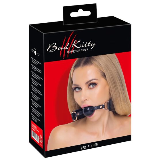 Bad Kitty - Hand Restraint Set with Gag (Black)