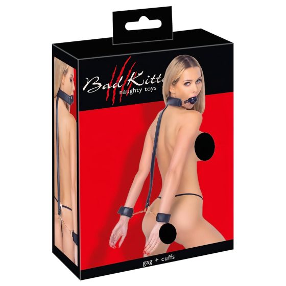 Bad Kitty - Hand Restraint Set with Gag (Black)