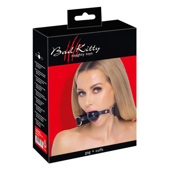 / Bad Kitty - Hand Restraint Set with Gag (Black)