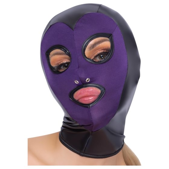 Bad Kitty - shiny suction mask (purple-black)