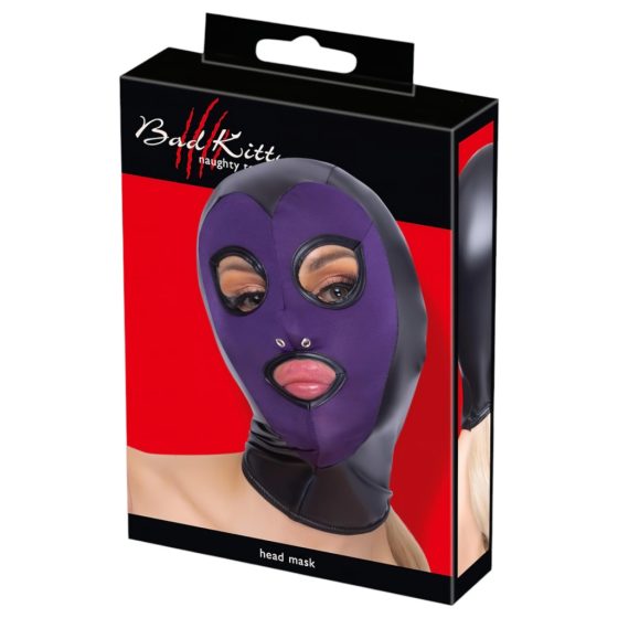 Bad Kitty - shiny suction mask (purple-black)